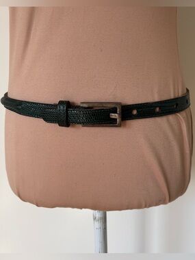 Johnny Farah Vintage Genuine Lizard Leather Green Skinny Waist Belt Size Small